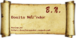Bosits Nándor névjegykártya